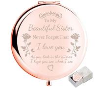 boutikpro Sister Gifts Compact Mirror, to My Beautiful Sister Gorgeous Rose Gold Compact Mirror Unique Friend Gift Mirror for Women Girls Sisters for Women BFF