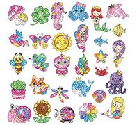 BOUTIKS 5D Diamond Painting Stickers Kits for Kids, DIY 5D Animal & Sea World Diamond Art Mosaic Stickers, Paint by Numbers Diamonds for Children Adult Beginners