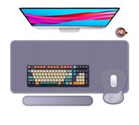 Boutilon Mouse Pad Set,Desk Writing Pad with Wrist Rest, Ergonomic Wrist Support Mouse Pad, Keyboard Wrist Rest, Cup Coaster for Gaming Working Home Office (Dark Purple)
