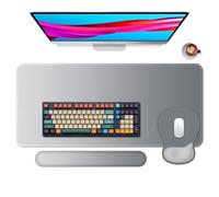 Boutilon Mouse Pad Set,Desk Writing Pad with Wrist Rest, Ergonomic Wrist Support Mouse Pad, Keyboard Wrist Rest, Cup Coaster for Gaming Working Home Office (Grey)