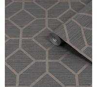 Boutique Asscher Grey Bronze Effect Geometric Textured Wallpaper