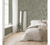 Boutique Breeze Sprig Floral Green Wallpaper