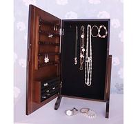 Boutique by LC Designs Dark Wooden Dressing Table Mirrored Jewellery Cabinet with Wooden Trim