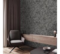 Boutique Carrara Textured Plain Onyx Wallpaper In Black Black
