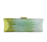 Boutique De FGG Long Evening Bags and Clutches for Women Formal Party Rhinestone Handbags Wedding Crystal Clutch Purse,Mini, Green Gradient, S