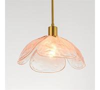 Boutique Decoration Creative Petal Pendant Lights Chandelier Lighting with Stained Glass Shade All Bronze Hanging Ceiling Light for Kitchen Living Bedroom Dining Room E27