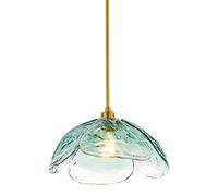 Boutique Decoration Creative Petal Pendant Lights Chandelier Lighting with Stained Glass Shade All Bronze Hanging Ceiling Light for Kitchen Living Bedroom Dining Room E27