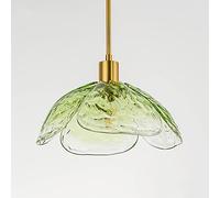 Boutique Decoration Creative Petal Pendant Lights Chandelier Lighting with Stained Glass Shade All Bronze Hanging Ceiling Light for Kitchen Living Bedroom Dining Room E27