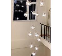 Boutique Decoration Minimalist Staircase Long Chandelier Multi Lights Creative Living Room Loft Chandelier Duplex Hollow Hotel Villa Stairwell High Ceiling Pendant Light Clear Glass