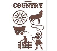 Boutique d'isacrea Stencil Plastic Mylar Beige 21 x 29.7 cm Country Cowboy