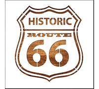 Boutique d'isacrea TEMPLATE_STENCIL 28 x 28 cm, Route 66 Plastic Mylar Stencil, Washable and Reusable, Basic Design