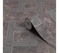 Boutique Gilded Greek Key Smokey Geometric Wallpaper