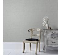 Boutique Grey Chenille Textured Plain Metallic Luxury Wallpaper