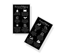 Boutique Marketing LLC Permanent Makeup Aftercare Instructions Card | 50 Pack | 2x3.5 inches Business Card Size | PMU Black with White Design