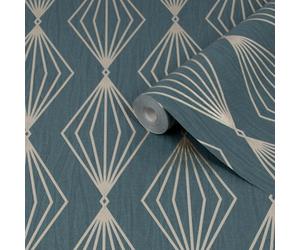 Boutique Marquise Emerald Gold Effect Geometric Textured Wallpaper