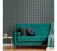 Boutique Marquise Geo Emerald Wallpaper | Paste The Wall | Green Geometric | Eco-Friendly