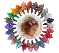 Boutique Mini Bow Hair Clip Barrettes for Toddler Baby Girls Tiny Hair Bow Snap Clips in Fringe Bangs Hair Accessories (Pinwheel Snap Clips 24 Colors)
