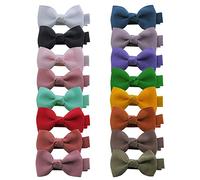 Boutique Mini Hair Clip Barrettes for Toddler Baby Girls - Tiny Hair Bow Snap Clips in Fringe Bangs - Classical 2'' Fully Wrapped Clips