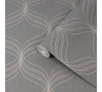Boutique Optical Grey Bronze Effect Geometric Textured Wallpaper