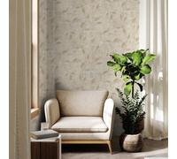 Boutique Ornamental Leaf Cream Textured Floral Wallpaper