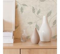 Boutique Ornamental Leaf Sage Textured Floral Wallpaper