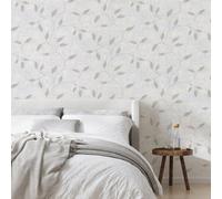 Boutique Ornamental Leaf Silver Textured Floral Wallpaper