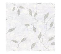 Boutique Ornamental Leaf Silver Textured Floral Wallpaper