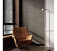 Boutique Ornamental Leaf Steel/Gold Textured Plain Wallpaper