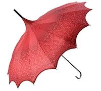 Boutique Patterned UVP Pagoda Umbrella with Scalloped Edge - Red