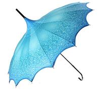 Boutique Patterned UVP Pagoda Umbrella with Scalloped Edge - Teal