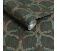 Graham & Brown – Wallpaper – Boutique Refine Geo – Green & Gold – Paste the Wall – 10000mm x 520mm