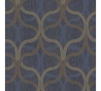 Graham & Brown Wallpaper Boutique Refine Geo - Navy & Gold, Paste-the-Wall Geometric, 10000 x 520 mm