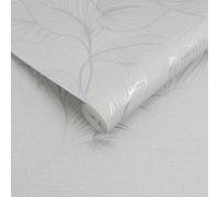 BOUTIQUE ROYAL PALM MOONSTONE WALLPAPER, Silver