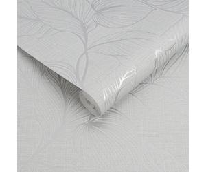 Boutique Royal Palm Grey Silver Effect Leaf Textured Wallpaper