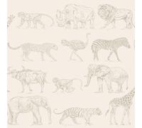 Boutique Safari Animals Wallpaper Metallic Rose Gold Graham & Brown Cream 104894