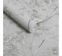 Boutique Serene Seed-Head Grey Floral Wallpaper