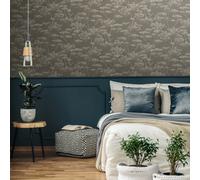 Boutique Serene Seed-Head Taupe & Gold Floral Wallpaper