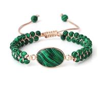 Boutique SS Green Malachite Healing Bracelet, Handmade Braided Gemstone Bracelet for Meditation, Energy, Spiritual Protection and Mind Balance - 1 Premium Yoga Gift Box