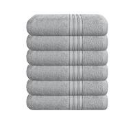 BOUTIQUO Ultra Soft Cotton 6 -Piece Hand Towel Set 16x24 Inch, Ideal for use in Bathroom, Kitchen, Gym, Spa & General Cleaning, Compact & Lightweight Multi Purpose Hand Towels - Light Grey
