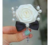 Boutonniere Bridegroom Groom Men's Boutonniere Groomsmen Best Man Boutineer with Pin Brooch Corsage for Wedding Homecoming Prom Suit Decor Bowknot Turquoise 1 Piece (Black Pack of 2)