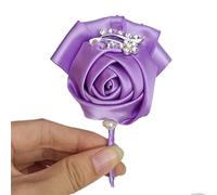 Boutonniere Bridegroom Groom Men's Boutonniere Groomsmen Best Man Boutineer with Pin Brooch Corsage for Wedding Homecoming Prom Suit Decoration Silver #3 1 Piece (Purple #30 1 Piece)