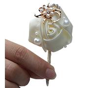 Boutonniere Bridegroom Groom Men's Boutonniere Groomsmen Best Man Boutineer with Pin Brooch Corsage for Wedding Homecoming Prom Suit Decor d + Cream Pack of 2 (d + Cream 1 Piece)