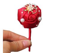 Boutonniere Bridegroom Groom Men's Boutonniere Groomsmen Best Man Boutineer with Pin Brooch Corsage for Wedding Homecoming Prom Suit Decor d + Cream Pack of 2 (d + Wine Red Pack of 4)