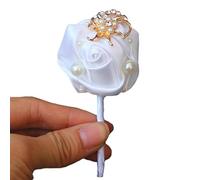 Boutonniere Bridegroom Groom Men's Boutonniere Groomsmen Best Man Boutineer with Pin Brooch Corsage for Wedding Homecoming Prom Suit Decor d + Cream Pack of 2 (d + White Pack of 4)
