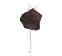 Boutonniere Bridegroom Groom Men's Boutonniere Groomsmen Best Man Boutineer with Pin Brooch Corsage for Wedding Homecoming Prom Suit Decor Light Blue 1 Piece (Coffee Pack of 4)