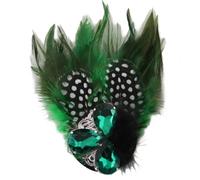Boutonniere Clips Collar Brooch Pin Banquet Feather Flower Suit Wedding Corsage Hosting Performance(Green)