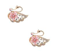 Boutonniere Pins Lapel Badge Sparkle Pin Animal Rhinestone Swan Glitter Crystal Brooch Pink Zinc Alloy