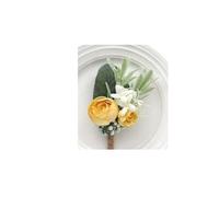 Boutonnieres Men Roses Yellow Silk Flowers Wrist Corsages Bracelet for Boutonnieres Marriage Wedding Supplies for Bridesmaids, Bridal Showers(Type 9 Boutonnieres)