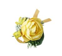 Boutonnieres Men Roses Yellow Silk Flowers Wrist Corsages Bracelet for Boutonnieres Marriage Wedding Supplies for Bridesmaids, Bridal Showers(Wrist Flower C)