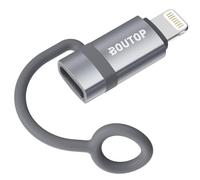 BOUTOP [Apple MFi Certified 60W USB C to Lightning Adapter for Fast Charging, USB C Female to Lightning Male Adapter for iPhone 14 13 12 11 Pro Max, iPad Pro [ Light Grey ], Not for Audio/OTG